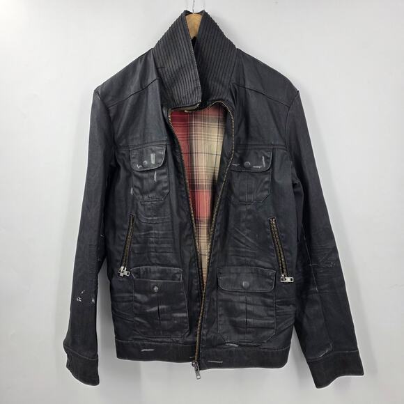 Projek Raw Mens S Black coated Denim Jacket - Picture 1 of 7